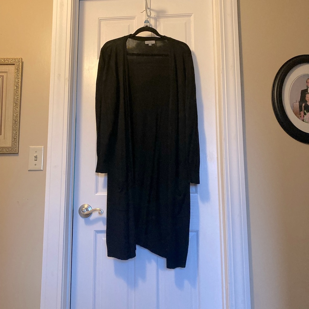 Long black open cardigan size xl